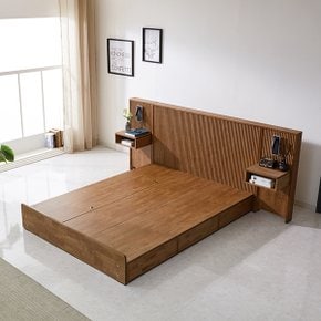 그랑시아 템바보드 원목 호텔 수납침대 Q+협탁2개