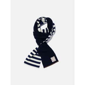 Striped knit muffler / Navy ivory