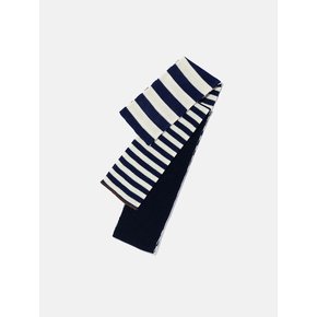 Striped knit muffler / Navy ivory