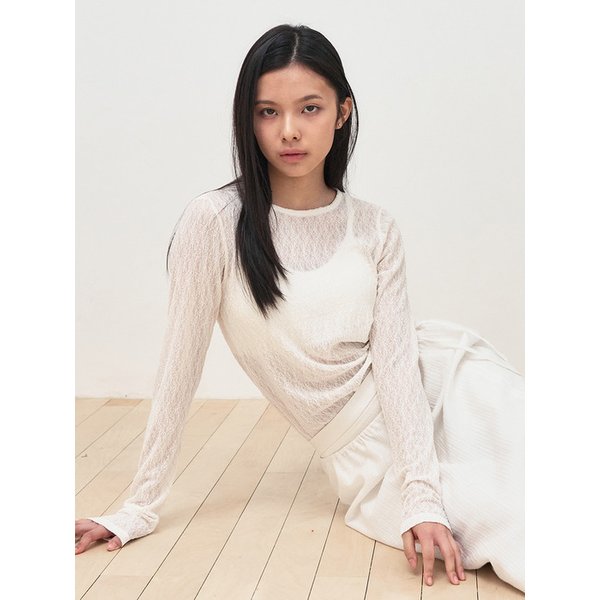 시스루 스템 레이스 롱 슬리브 [ivory]