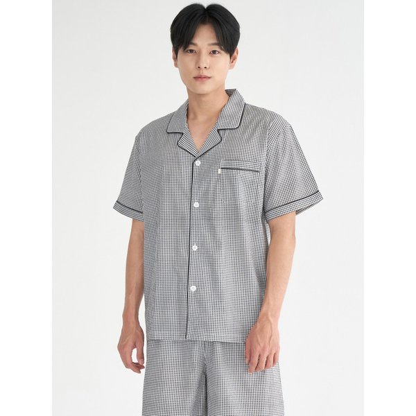 세퍼드체크 반팔 순면 남성 빅사이즈 잠옷 세트