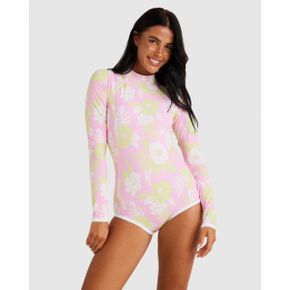 5024730 Roxy Womens Hollow Trees Long Sleeve One Piece Swimsuit - PRISM PINK HOLLOW TREE