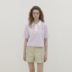 Open Collar Pique` T-Shirt_LILAC