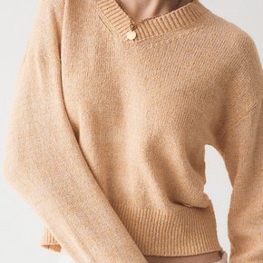 V-neck Nep Yarn Sweater (WHKAE1241F-K) _