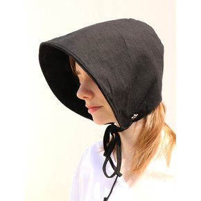 BLOSSOM LINEN BLACK BONNET HAT