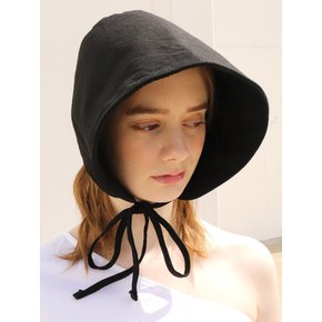 BLOSSOM LINEN BLACK BONNET HAT