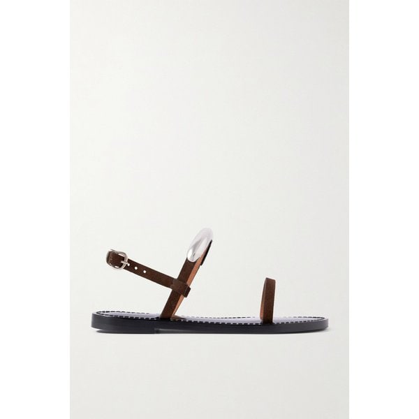 아마누 가나 실버톤 바 장식 가죽 슬링백 샌들 46376663162980689