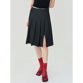 [프라이하잇]Slit Pleats Midi Skirt (Black)