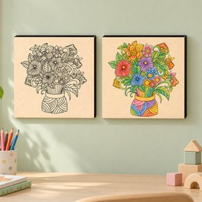 DIY 명화그리기 컬러링 우드캔버스_꽃병 컬러링 색칠하기 우드액자 만들기