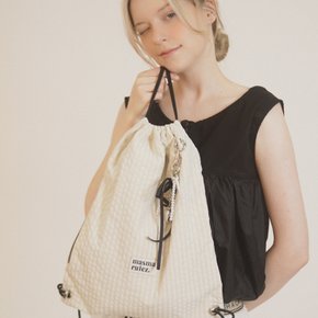 Gym sack string bag _ plaid check ivory