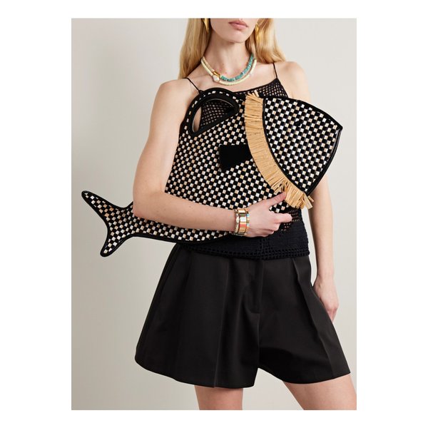 스타우드 클레오 피시 우븐 가죽 라피아 토트 블랙 46376663162889583