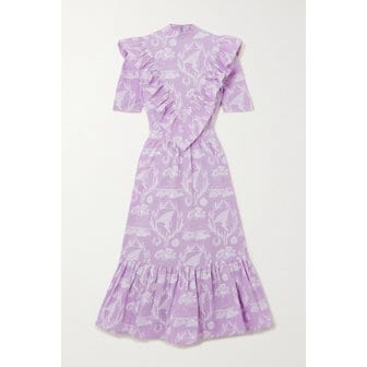 SINDISO KHUMALO 신디소 쿠말로 셀리 프린트 코튼 미디 드레스 라일락 1647597301500242