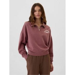 Oversized 갭 GAP 그래픽 쿼터 짚 집업 스웨트 셔츠 버건디 pinot noir 9333288