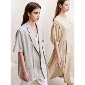 [SUMMER WOOL / BEIGE] LINEN PUFF A-LINE ONE-PIECE