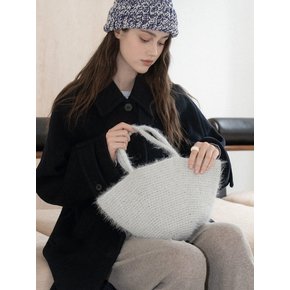Handmade Crochet Metal Fur Low Tote Bag _ Gray