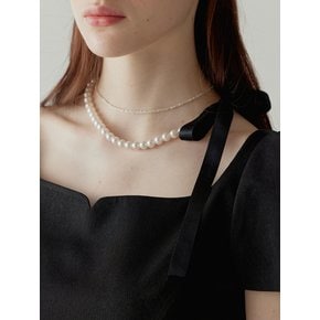 Point Pearl Ribbon Choker