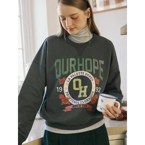 Vintage College Rose Sweatshirt - Charcoal