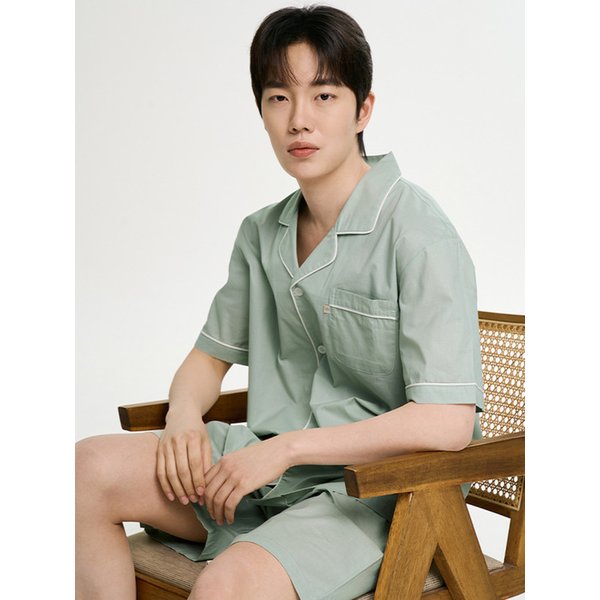 클래식민트 반팔 순면 남성 빅사이즈 잠옷 세트