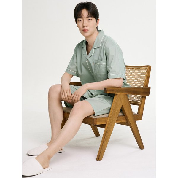 클래식민트 반팔 순면 남성 빅사이즈 잠옷 세트