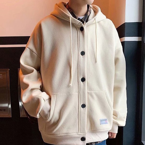 남자 겨울 캐주얼 기모 버튼 후드 점퍼 DMS-JUW-SISJK09-베이지