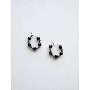 Onyx and crystal mini hoop earring