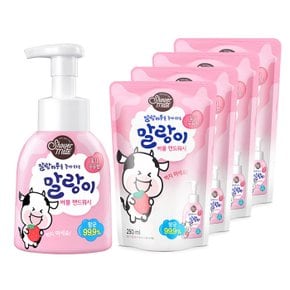 말랑 버블 핸드워시 손세정제 / 딸기우유향 300ml 용기+250ml 리필 4개