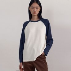 Loose Raglan Long Sleeve T-Shirts (Navy)