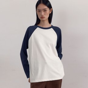 Loose Raglan Long Sleeve T-Shirts (Navy)