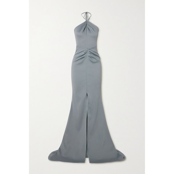 마티체브스키 스모크스크린 개더 스트레치 크레이프 홀터넥 가운 그레이 1647597325970408