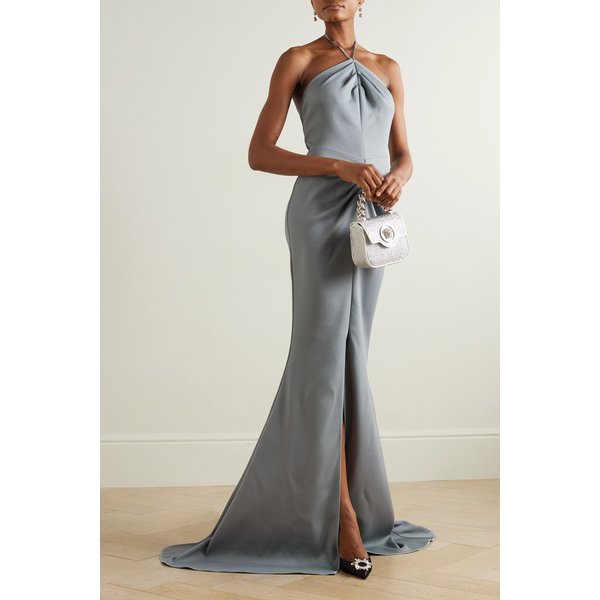 마티체브스키 스모크스크린 개더 스트레치 크레이프 홀터넥 가운 그레이 1647597325970408