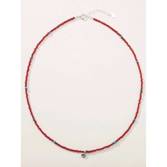 파인드엘리스 925 Silver Coral Arizona Turquoise Necklace