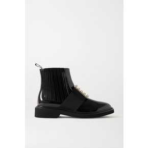 Viv Ranger Crystal-embellished Patent-leather Chelsea Boots 블랙