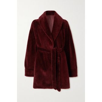 로로피아나 Reversible Belted Shearling Coat 버건디