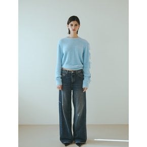 Ribbon Slit Knit_SKY BLUE