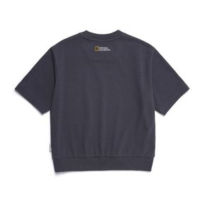 [여주점] N252WSW020 여성 경량 다이마루 세미 크롭 라운드 반팔 맨투맨 BLUE GREY