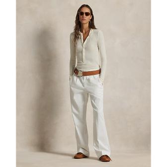 폴로 랄프 로렌 여성 플리츠 코튼 블렌드 릴렉스 팬츠(WMPOPNTNDL20365100)