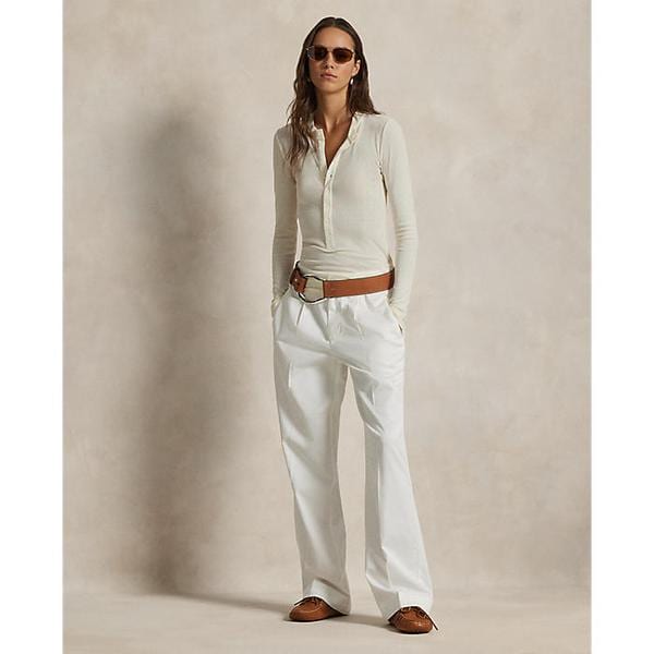여성 플리츠 코튼 블렌드 릴렉스 팬츠(WMPOPNTNDL20365100)