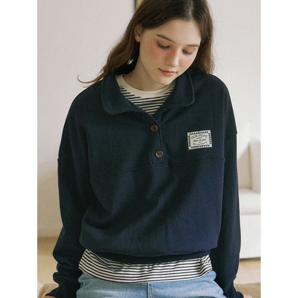 Hope Button-down Sweatshirt - Navy