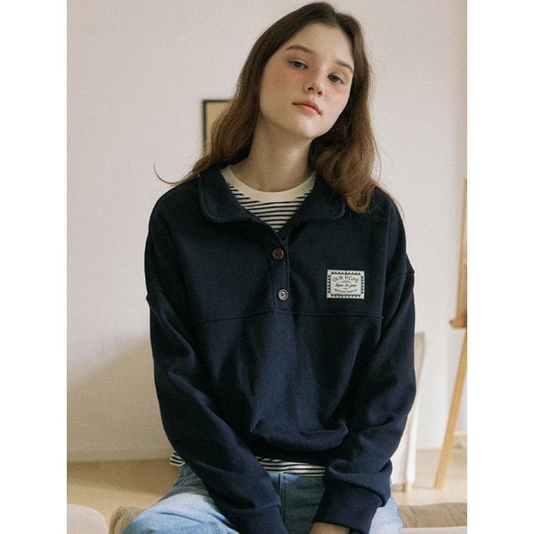 Hope Button-down Sweatshirt - Navy