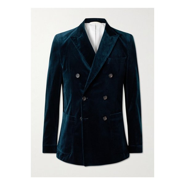 더블 브레스트 코튼 벨벳 블레이저 블루 1647597348139674