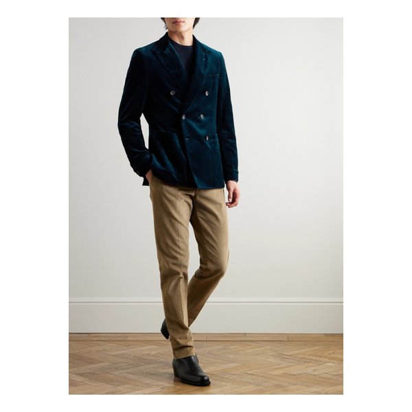 더블 브레스트 코튼 벨벳 블레이저 블루 1647597348139674