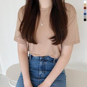 여성용 찰랑 싱거 루즈 반팔티 라운드넥 무지 티셔츠  7color _P304660133