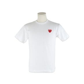 당일국내 24FW AZT108 WHITE 화이트 레드 하트 와펜 반팔 티셔츠