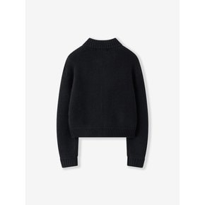 WOOL PLAIN KNIT ZIP-UP_BLACK