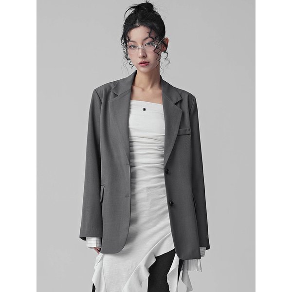 오린 스트라이프 레이어드 싱글 블레이저_2Colors