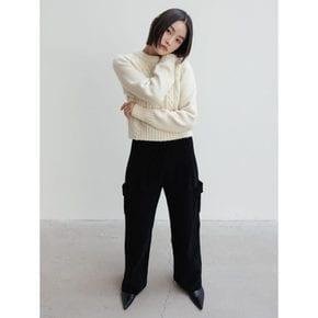 [셀럽 착용] [kotelo] Chenille Cargo Knit Pants  Black (WE3Y5UT125)