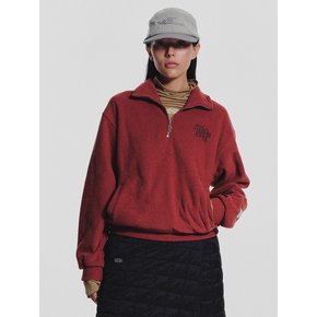 Terry Fleece Sweatshirt Half Zip Up_Red