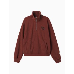Terry Fleece Sweatshirt Half Zip Up_Red