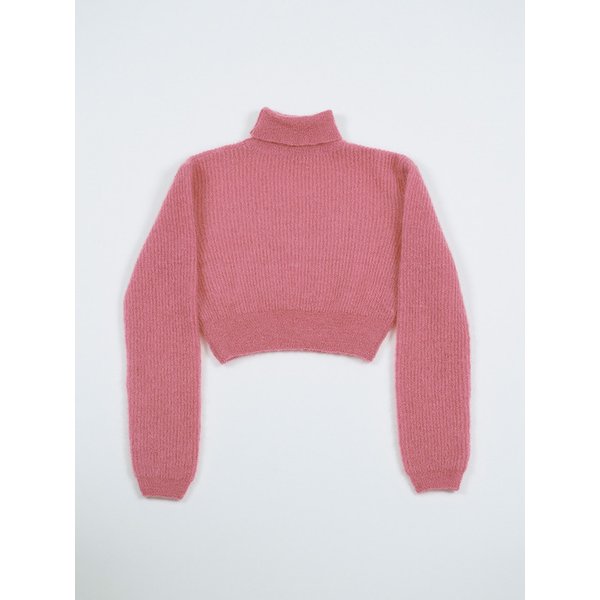 MOHAIR BLEND CROP KNIT TOP - PINK