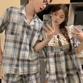 1+1 토퍼 커플 반팔 수면 잠옷 파자마 세트